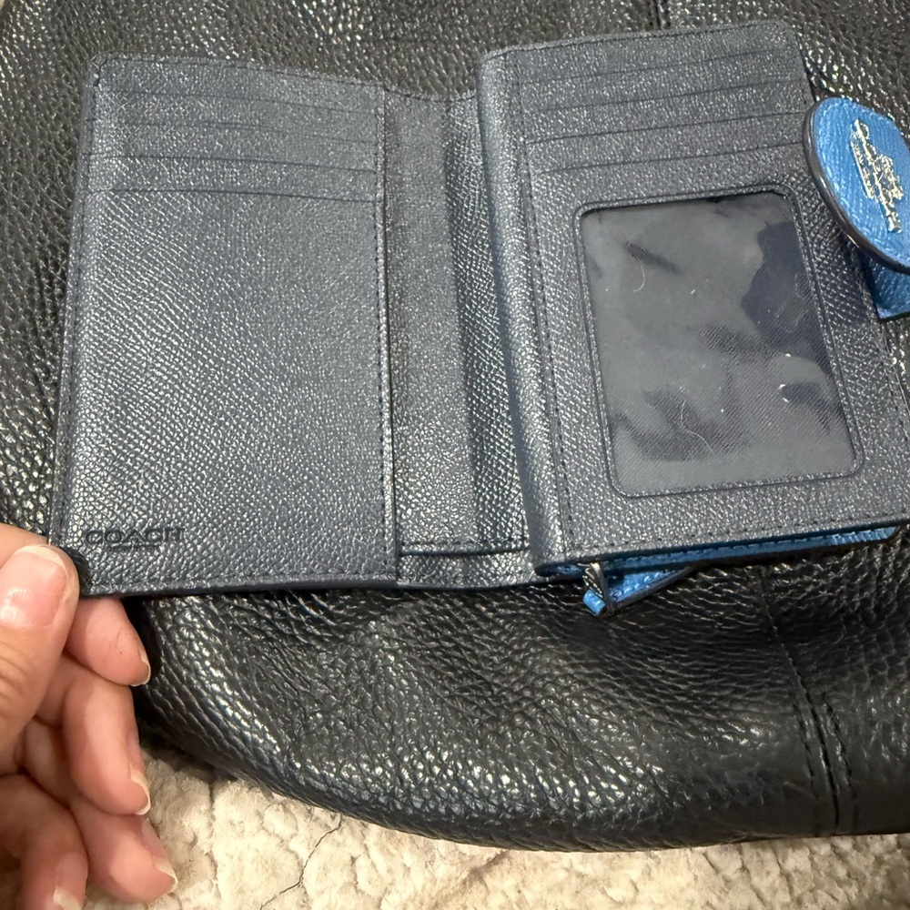 Coach Vivid Blue Leather small trifold Wallet - Picture 3 of 8